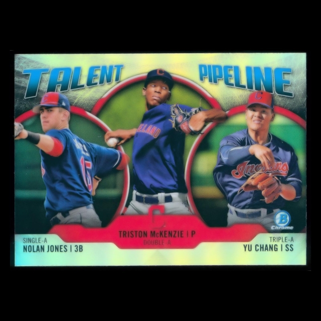 Nolan Jones | Trison McKenzie | Yu Chang RC 2019 Bowman Chrome Talent Pipeline Indians
