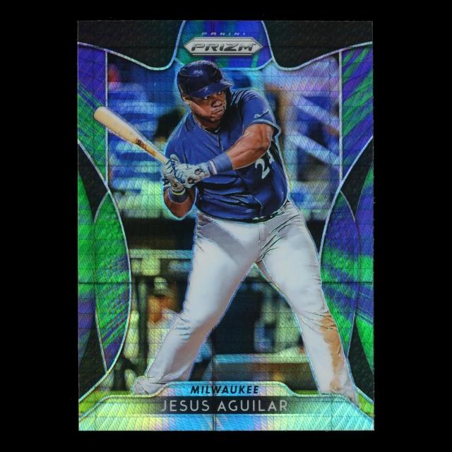 Jesus Aguilar 2019 Prizm Hyper Purple and Green Brewers