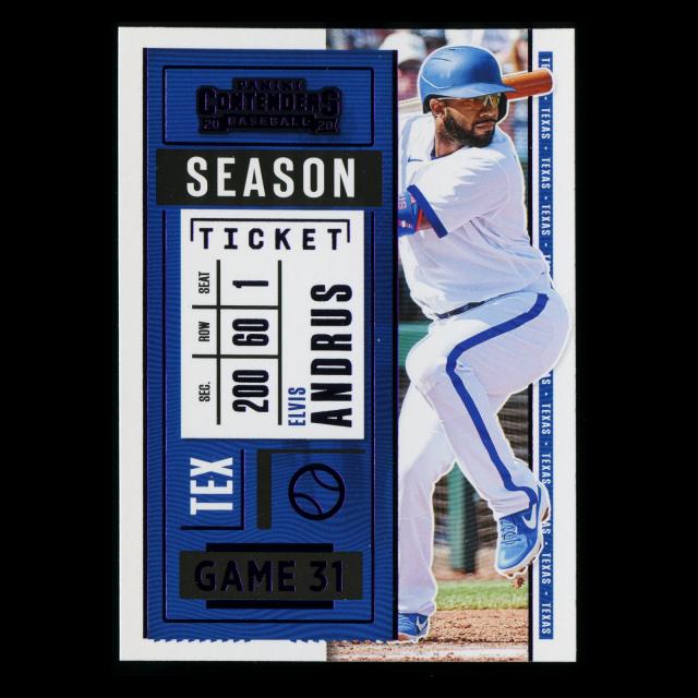 Elvis Andrus 2020 Contenders Season Ticket Purple Rangers