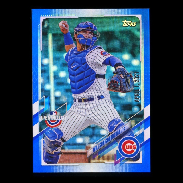 Willson Contreras 2021 Topps Opening Day April 1, 2021 Blue Foil Cubs