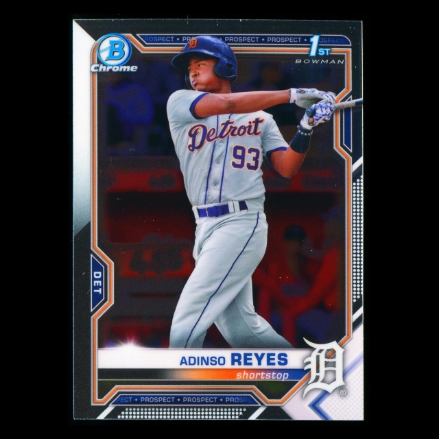 Adinso Reyes 2021 Bowman Chrome 1st Bowman Prospect Tigers