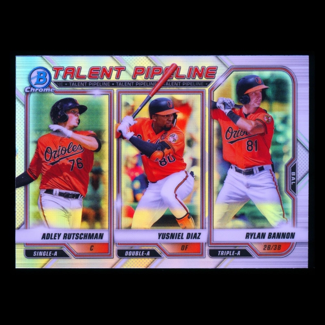 Adley Rutschman | Yusniel Diaz | Rylan Bannon 2021 Bowman Chrome Talent Pipeline Orioles