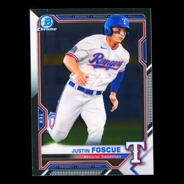 Justin Foscue 2021 Bowman Chrome Prospect Rangers