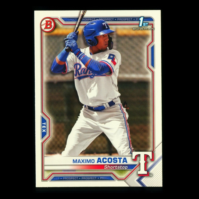 Maximo Acosta 2021 Bowman Prospect 1st Bowman Rangers