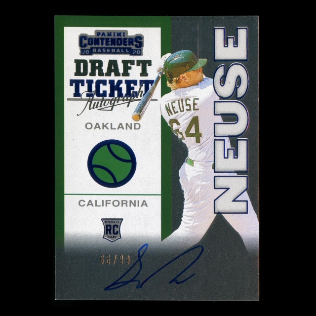 Sheldon Neuse RC 2020 Contenders Draft Ticket Blue Rookie Auto Athletics 66/99