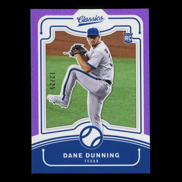 Dane Dunning RC 2021 Classics Purple Rookie Rangers 12/25