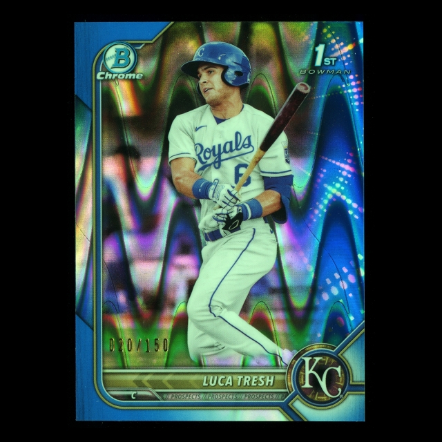 Luca Tresh 2022 Bowman Chrome 1st Bowman Prospects Blue RayWave Refractors Royals 20/150