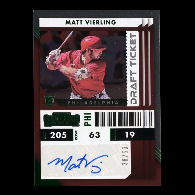 Matt Vierling RC 2022 Contenders Draft Ticket Green Rookie Auto Phillies 38/50