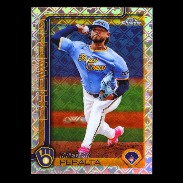 Freddy Peralta 2025 Topps Chrome Logofractor Brewers