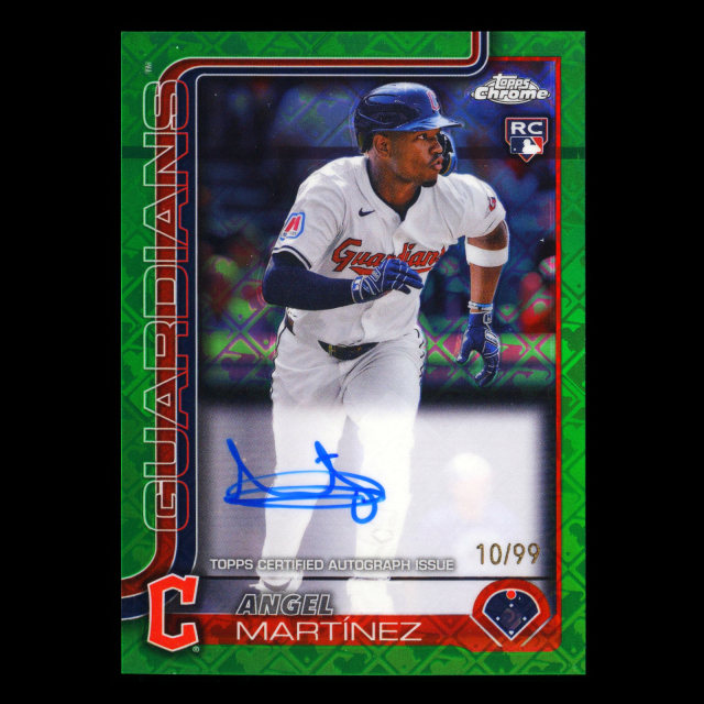 Angel Martinez 2025 Topps Chrome Logofractor Auto Green Rookie Guardians 10/99