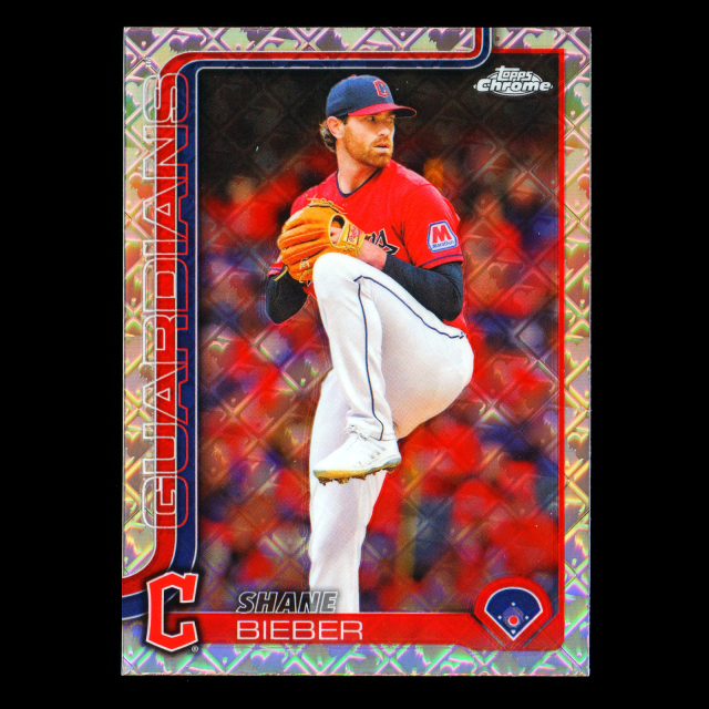 Shane Bieber 2025 Topps Chrome Logofractor Guardians