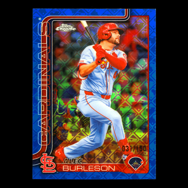 Alec Burleson 2025 Topps Chrome Logofractor Blue Refractors Cardinals 031/150