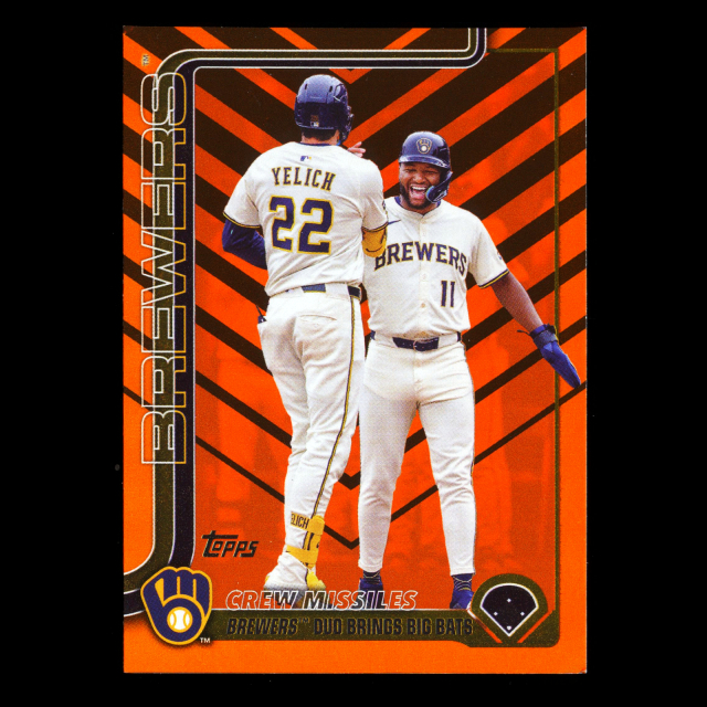 Christian Yelich - Jackson Chourio 2025 Topps Update Orange Black Foil Brewers
