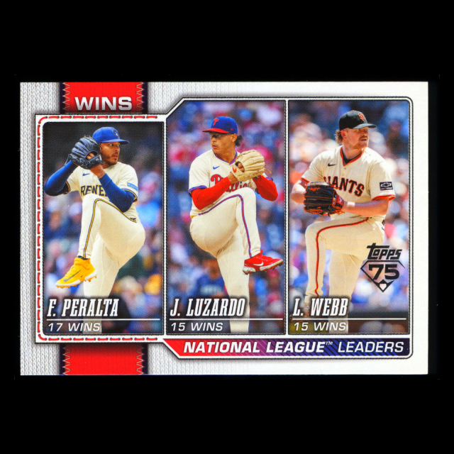 Luzardo - Peralta - Webb 2026 Topps League Leaders Phillies - Brewers - Giants