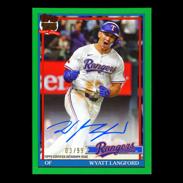 Wyatt Langford RC 2026 Topps '91 Topps Autographs Green Foil Rookie Rangers