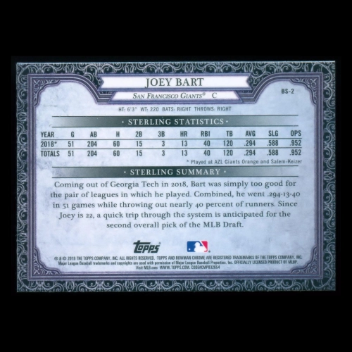 Joey Bart 2019 Bowman Sterling Giants