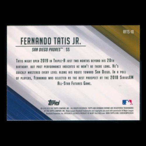 Fernando Tatis Jr. 2019 Bowman Chrome Read for the Show Padres