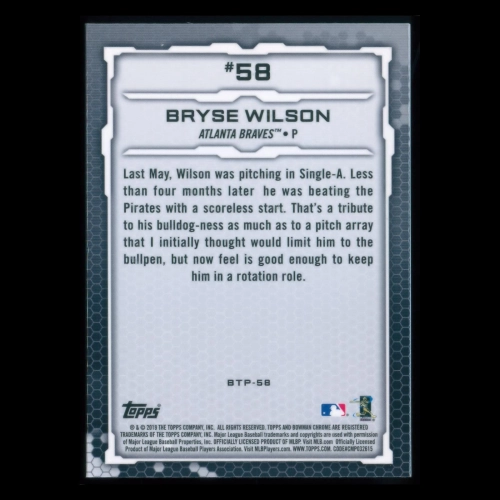 Bryse Wilson 2019 Bowman Chrome Top 100 #58 Braves