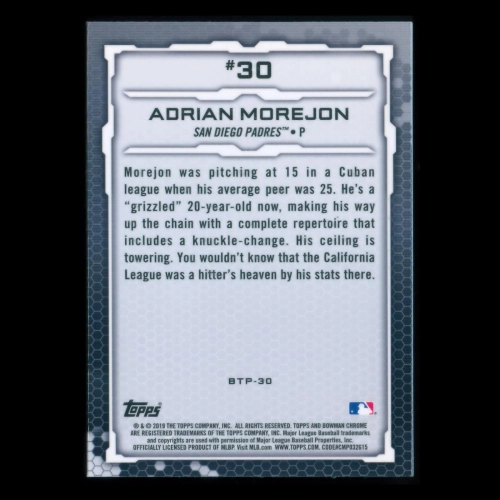 Adrian Morejon 2019 Bowman Chrome Top 100 #30 Padres