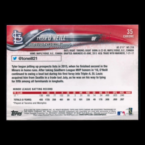 Tyler O'Neill RC 2018 Topps Chrome Rookie Cardinals