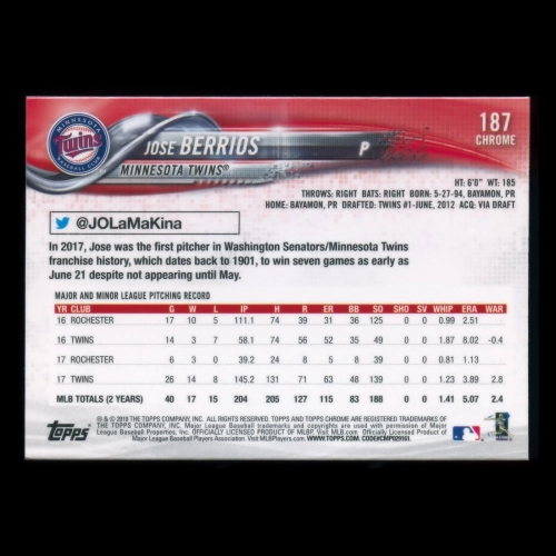 Jose Berrios 2018 Topps Chrome Twins