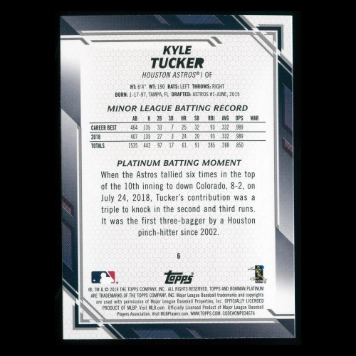 Kyle Tucker RC 2019 Bowman Platinum Rookie Astros