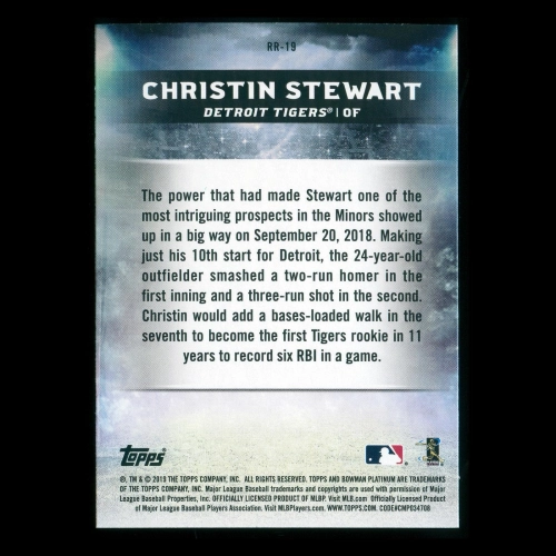 Christin Stewart RC 2019 Bowman Platinum Renowned Rookie Tigers