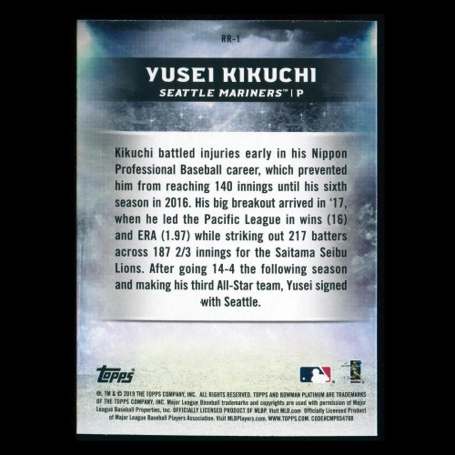 Yusei Kikuchi RC 2019 Bowman Platinum Renowned Rookie Mariners
