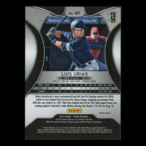 Luis Urias RC 2019 Prizm Silver Rookie Padres
