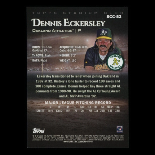 Dennis Eckersley 2019 Stadium Club Chrome Athletics