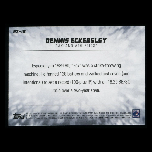 Dennis Eckersley 2019 Stadium Club Emperors of the Zone Athletics