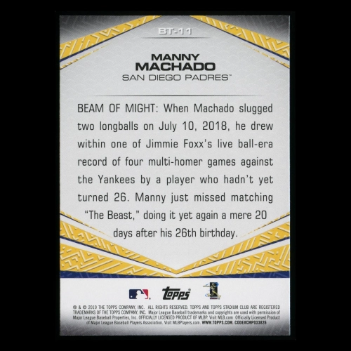 Manny Machado 2019 Stadium Club Beam Team Padres