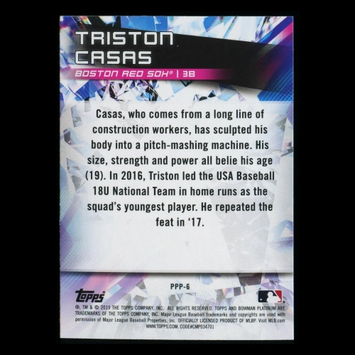 Triston Casas 2019 Bowman Platinum Prismatic Prodigies Red Sox