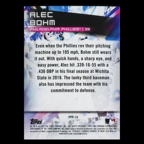 Alec Bohm 2019 Bowman Platinum Prismatic Prodigies Phillies