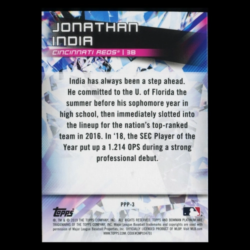 Jonathan India 2019 Bowman Platinum Prismatic Prodigies Reds