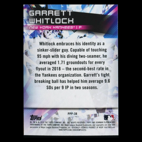 Garrett Whitlock 2019 Bowman Platinum Prismatic Prodigies Yankees