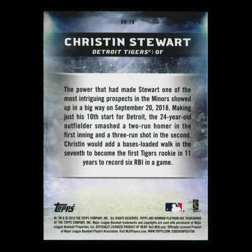Christin Stewart RC 2019 Bowman Platinum Renowned Rookie Tigers