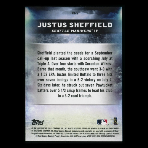 Justus Sheffield RC 2019 Bowman Platinum Renowned Rookie Mariners