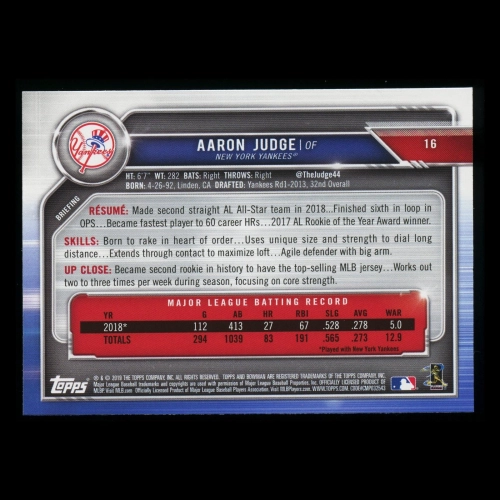 Aaron Judge 2019 Bowman Yankees
