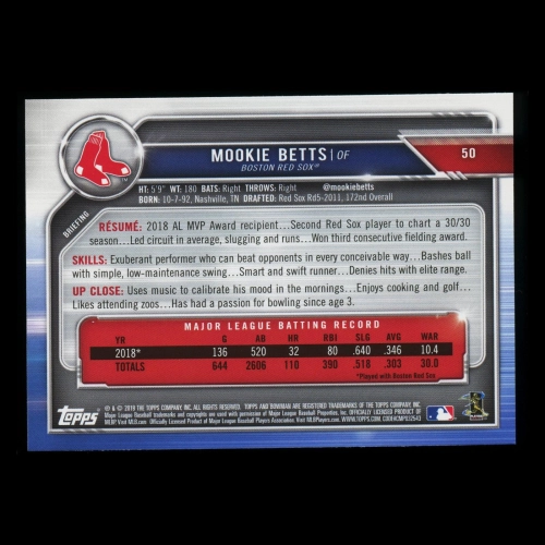 Mookie Betts 2019 Bowman Red Sox