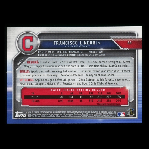 Francisco Lindor 2019 Bowman Indians