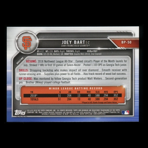 Joey Bart 2019 Bowman 1st Bowman Giants