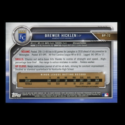Brewer Hicklen 2019 Bowman 1st Bowman Royals