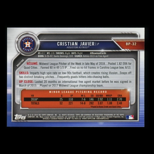 Cristian Javier 2019 Bowman 1st Bowman Astros