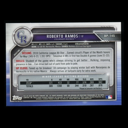 Roberto Ramos 2019 Bowman 1st  Bowman Rockies