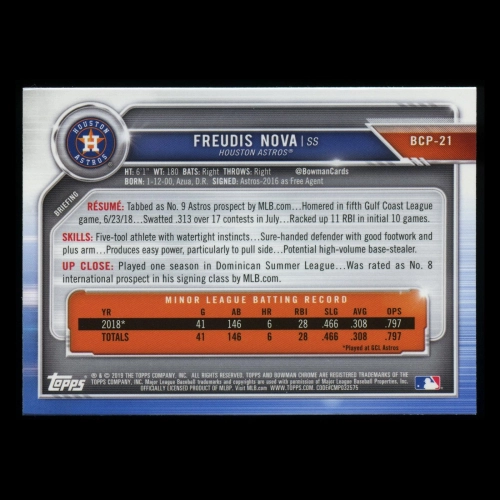 Fredudis Nova 2019 Bowman Chrome 1st  Bowman Astros