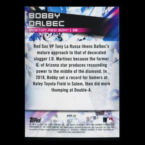 Bobby Dalbec 2019 Bowman Platinum Prismatic Prodigies Red Sox