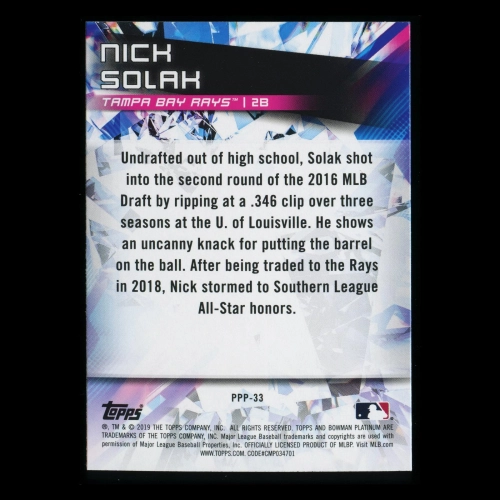 Nick Solak 2019 Bowman Platinum Prismatic Prodigies Rays
