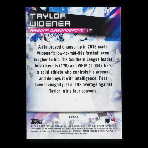Taylor Widener 2019 Bowman Platinum Prismatic Prodigies Diamondbacks