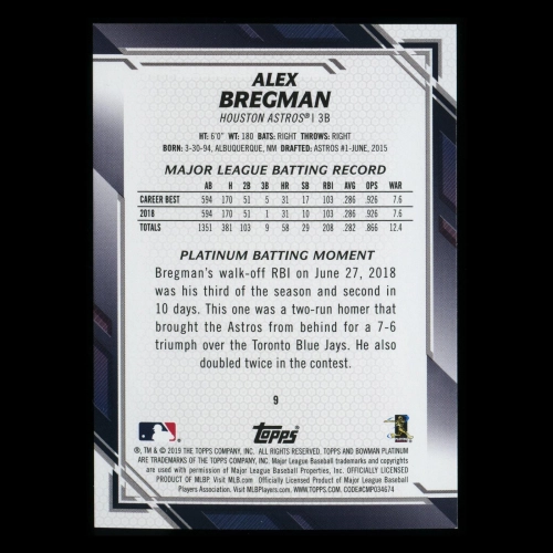 Alex Bregman 2019 Bowman Platinum Astros 038/250